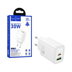 Adaptador Hoco N63 2 Portas USB+Tipo-C PD30W Branco Adaptador Hoco N63 2 Portas USB+Tipo-C PD30W Branco